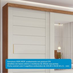 Guarda-roupa Casal 264cm 2 Portas de Correr com Espelho 100% Mdf Siena Espresso Móveis - 6