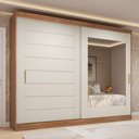 Ver imagem 1 de Guarda-Roupa Casal 264cm 2 Portas de Correr com Espelho 100% MDF Siena Espresso Móveis Off White/Cinamomo