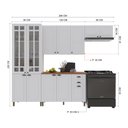 Ver imagem 4 de Armário de Cozinha Modulada Compacta Fidelitá Nara 100% MDF 4 Peças 280cm 12 Portas 2 Gavetas com