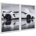 Ver imagem 1 de Kit 2 Quadros Decorativos Carro de Luxo Esportivo 24x18cm:moldura Branca