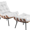 Ver imagem 2 de Poltrona de Couro Legítimo Costela com Puff