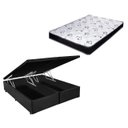 Ver imagem 1 de Cama Box Baú Casal Bi-Partido Green Preto + Colchão Espuma D33 138x188x10
