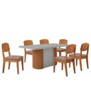 Ver imagem 2 de Mesa de Jantar Aspen 180cm Tampo Mdf Vidro 6 Cadeiras Copper Linho Capuccino/nat/off/serig. Off