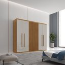 Ver imagem 1 de Guarda-Roupa 6 Portas 2 Gavetas MDF Logan Off White/Marrome