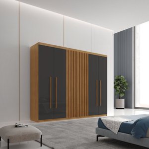 Guarda-Roupa 6 Portas 2 Gavetas MDF Logan