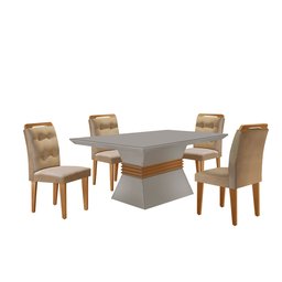 Mesa Clarice 120 Tampo Mdf Vidro/canto Reto 4 Cadeiras Valentina - 2