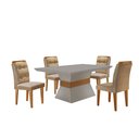 Ver imagem 3 de Mesa Clarice 120 Tampo MDF Vidro/Canto Reto 4 Cadeiras Valentina Yescasa Bege/Turim/Off White/Imbuia