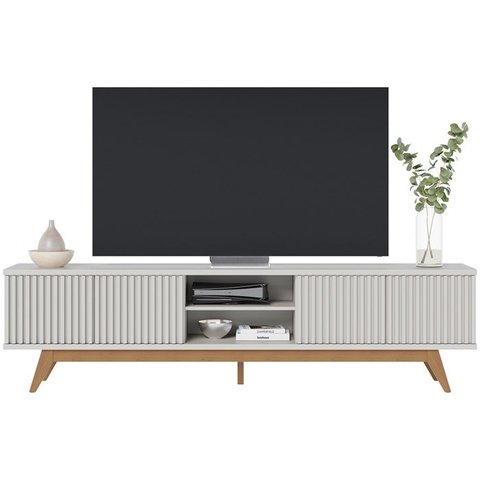 Bancada Rack TV 75 Pol 218 cm Fortaleza Off White Matte CLB