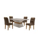 Ver imagem 3 de Mesa Clarice 120 Tampo MDF Vidro/Canto Reto 4 Cadeiras Valentina Off White/Veludo Marrom/Imbuia Yescasa
