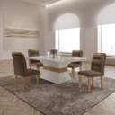 Ver imagem 2 de Mesa Clarice 120 Tampo Mdf Vidro/canto Reto 4 Cadeiras Valentina