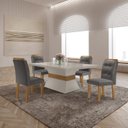 Ver imagem 2 de Mesa Clarice 120 Tp Mdf Vidro/canto Reto 4 Cad Valentina