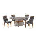 Ver imagem 3 de Mesa Clarice 120 Tp MDF Vidro/Canto Reto 4 Cad Valentina Bege/Linho Grafite/Off White/Imbuia Yescasa