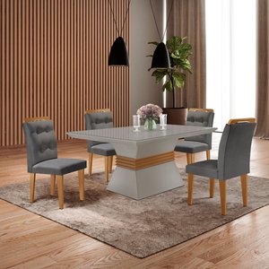 Mesa Clarice 120 Tp Mdf Vidro/canto Reto 4 Cad Valentina