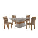 Ver imagem 3 de Mesa Clarice 120 Tp MDF Vidro/Canto Reto 4 Cad Valentina Yescasa Off White/Veludo Capuccino/Imbuia