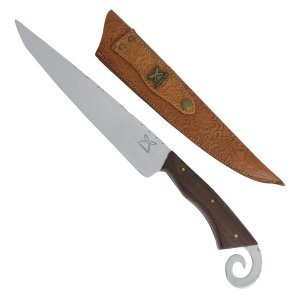 Faca Rabo de Galo 10' Artesanal Churrasco Full Tang Cabo Imbuia Aço Inox 420C