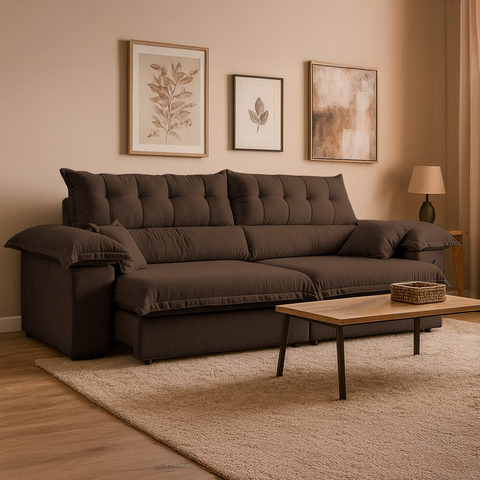 Sofá Retrátil e Reclinável 3 Lugares 240cm Boucle Ravena