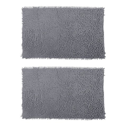 2 Tapete De Banheiro Bolinha 38x48 Antiderrapante Cinza