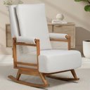 Ver imagem 2 de Poltrona de Amamentação com Balanço Base Nina Líria D02 Linho Off White B-410 - Lyam Decor