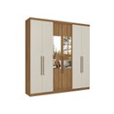 Ver imagem 2 de Guarda-Roupa 6 Portas 2 Gavetas com Espelho e com Chave 210x47x219cm Presence Marrom Almendra/Off White