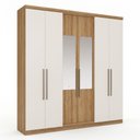 Ver imagem 2 de Guarda-Roupa Casal com Espelho 6 Portas 2 Gavetas 219 x 210cm Presence Yescasa Marrom Almendra/Off-White