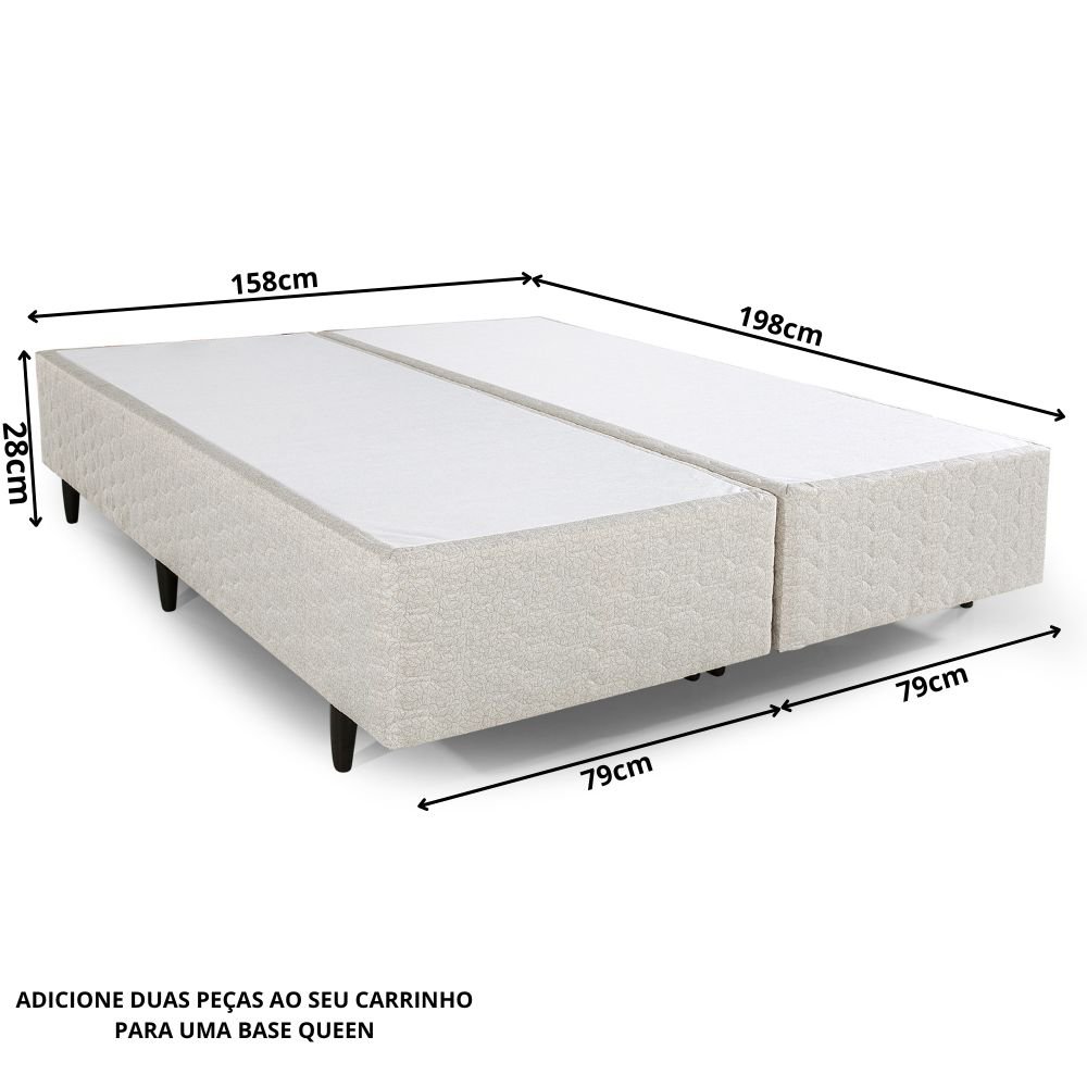 Base Box Solteiro Bipartido 79x198x28cm Favo Bege Herval - 3