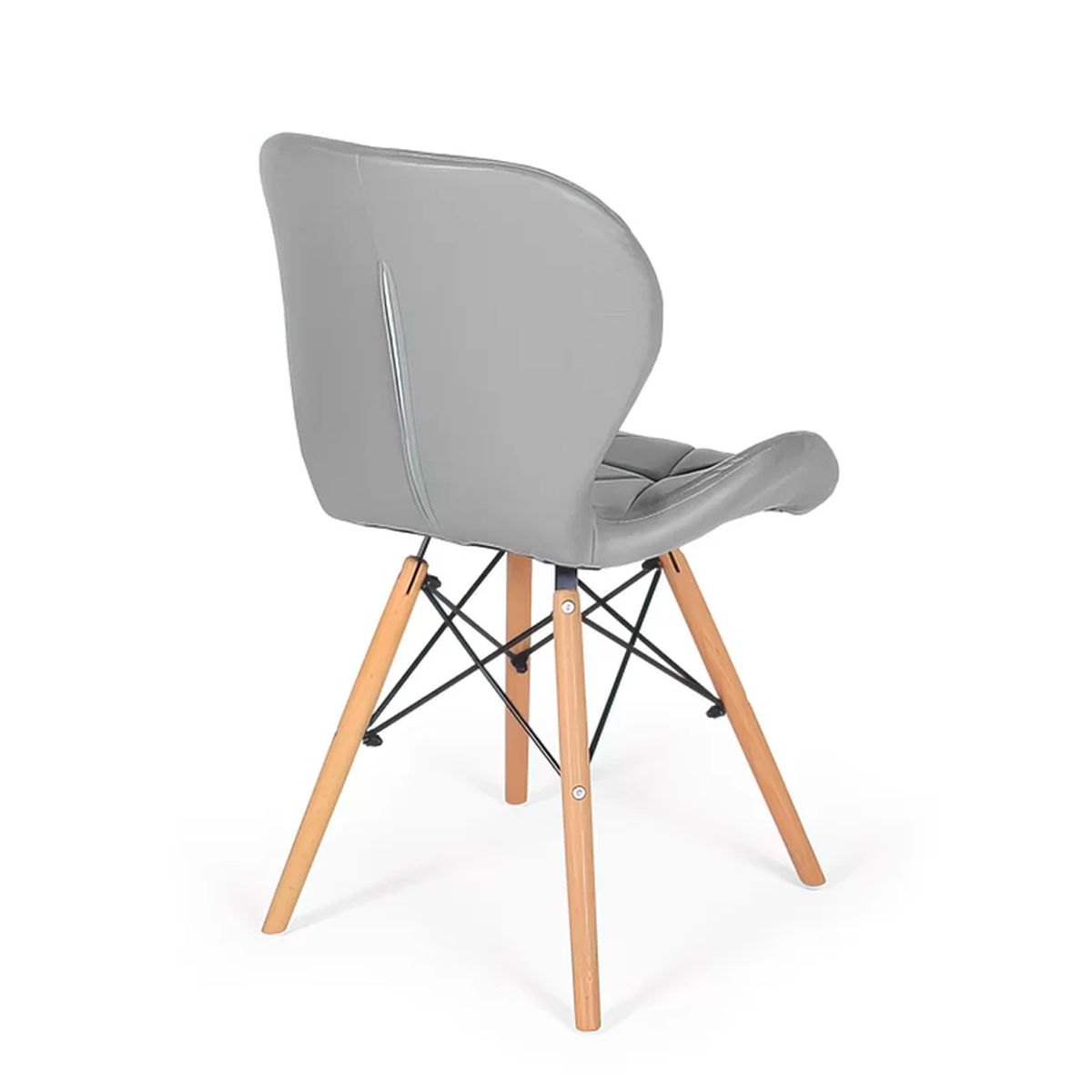 Cadeira de Jantar Charles Eames Eiffel Slim Estofada Cinza - 4