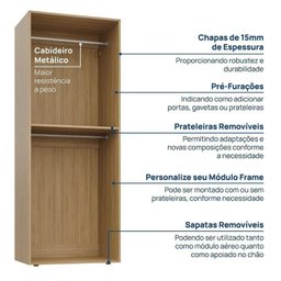 Módulo 70x180 2 Portas 1 Kit Prateleira Frame Cabecasa madeiramadeira - 6
