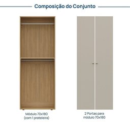 Módulo 70x180 2 Portas 1 Kit Prateleira Frame Cabecasa madeiramadeira - 3