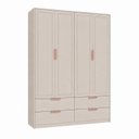 Ver imagem 2 de Armário para Quarto Infantil 4 Portas e 4 Gavetas Theo Bege/Areia/Rose