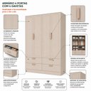 Ver imagem 6 de Armário para Quarto Infantil 4 Portas e 4 Gavetas Theo Bege/Areia/Rose