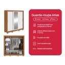 Ver mais imagens de Guarda Roupa Casal 3 Pts com Espelho e Pés Atlas Amêndoa/branco/amêndoa