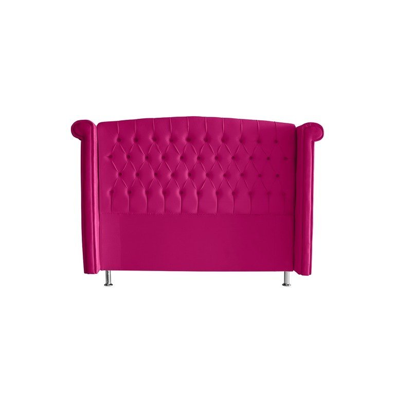 Cabeceira de Cama Box Toquio King 195 Cm Suede Rosa Pink Ec Móveis