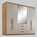 Ver imagem 3 de Guarda-Roupa Casal 6P Giardino Marrom/Amêndola Touch/Nude Prime Tx