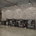 Ver mais imagens de Conjunto de Escritório Smart 3 Livreiro 1 Buffet e 4 Mesas 90cm - Preto e Cedro