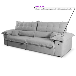Sofá Retrátil e Reclinável 3 Lugares 240cm Boucle Ravena - 6