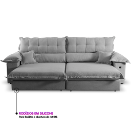 Sofá Retrátil e Reclinável 3 Lugares 240cm Boucle Ravena - 5
