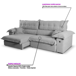 Sofá Retrátil e Reclinável 3 Lugares 240cm Boucle Ravena - 9