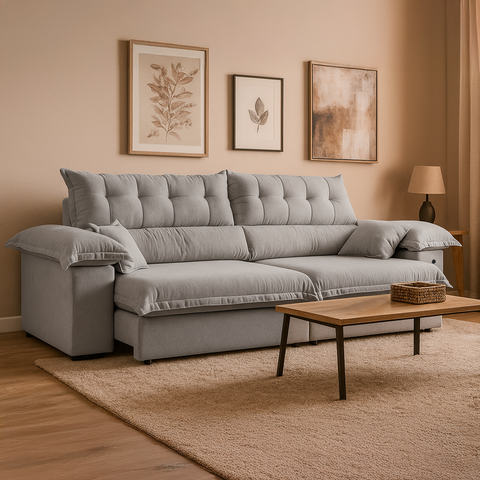 Sofá Retrátil e Reclinável 3 Lugares 240cm Boucle Ravena