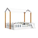 Ver imagem 1 de Cama Infantil com Colchão D28 Casal Ágatha Branca/amêndoa com Escorregador e Voal Branco - Divaloto