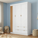 Ver imagem 1 de Guarda-Roupa Infantil 100% MDF 3 Portas e 4 Gavetas Ayla Branco