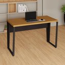 Ver imagem 1 de Escrivaninha Industrial 1,20 m X 0,60 m Pés em Metal 100% MDF F5 Office Cor:Freijó com Preto
