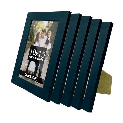 Kit 5 Porta Retrato 10x15 A6 Apoio Decorativo Moldura Acetato Foto Decor:preto