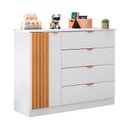Ver imagem 2 de Cômoda Infantil 100% MDF 4 Gavetas 1 Porta Ripado Ayla Branco