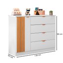 Ver imagem 3 de Cômoda Infantil 100% MDF 4 Gavetas 1 Porta Ripado Ayla Branco