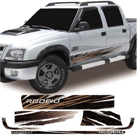 Kit Faixa S10 Rodeio 2011 Adesivo Lateral Modelo Original Teu Adesivo Preto