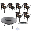 Ver imagem 1 de Mesa Giratória de Alumínio 1,40m de Diâmetro + 6 Cadeiras de Alumínio e Tela Sling + Ombrelone