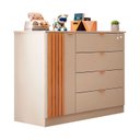 Ver imagem 2 de 906157 Cômoda Infantil 100% MDF 4 Gavetas 1 Porta Ripado Ayla Off White