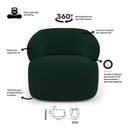 Ver imagem 3 de Kit Poltrona Giratória e Sofá Orgânico Living Glee 03 Lugares 170cm Veludo Verde Escuro - Abmaza
