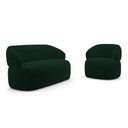Ver imagem 1 de Kit Poltrona Giratória e Sofá Orgânico Living Glee 03 Lugares 170cm Veludo Verde Escuro - Abmaza