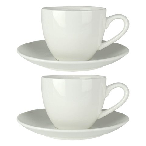 Kit 2 Xícaras de Café com Pires Porcelana Clean 100ml Lyor